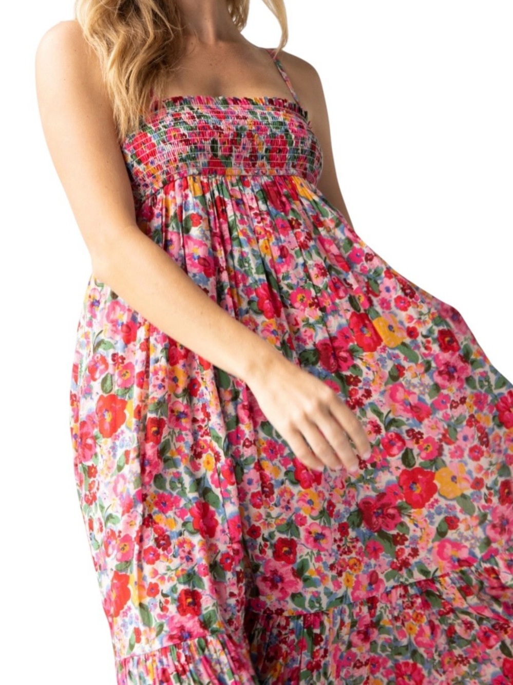 NATURAL LIFE Pink Floral Midi Dress Maxi Skirt Convertible Medium NWT Cotton - Picture 4 of 11
